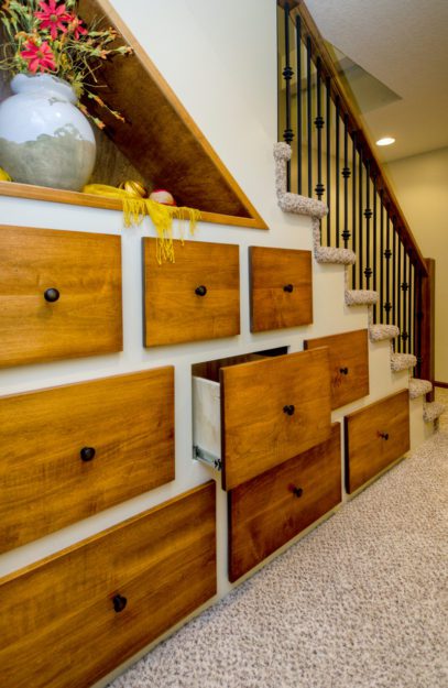 Drawers beneath the staircase
