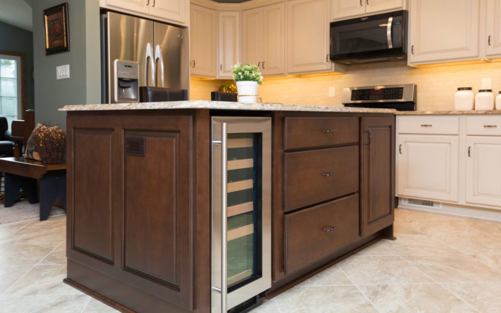 Dark brown colored cabinetry