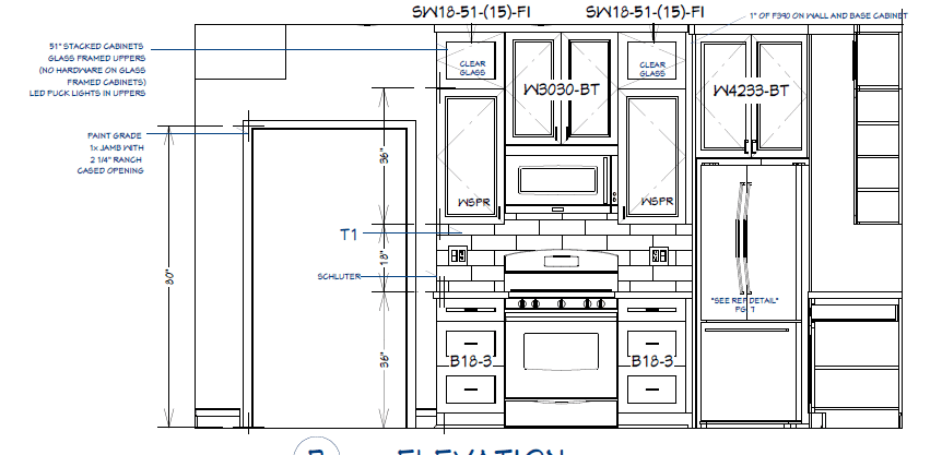 A blueprint for a kitchen